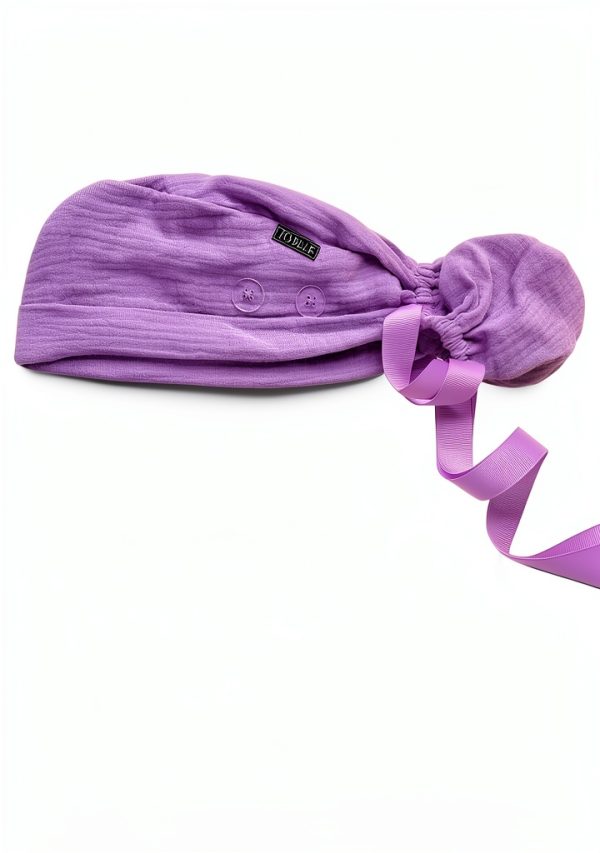 Ponytail Scrub Cap Women Lavender Surgical Cap with Buttons by Tovelle-1