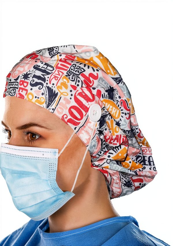 Surgical Scrub Hat, Surgical Cap for Women and Men, Working Cap with Buttons, Reusable and Washable Bouffant Scrub Cap, Gorros Quirurgicos para Mujer Multi-3
