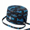 Tie-Back Scrub Cap with Button and Sweatband Modern Classic, Black Shark Print Double-Sided Adjustable Medical Hat for Men, Soft Comfortable, No-Slip for Long-Hour Wear-3