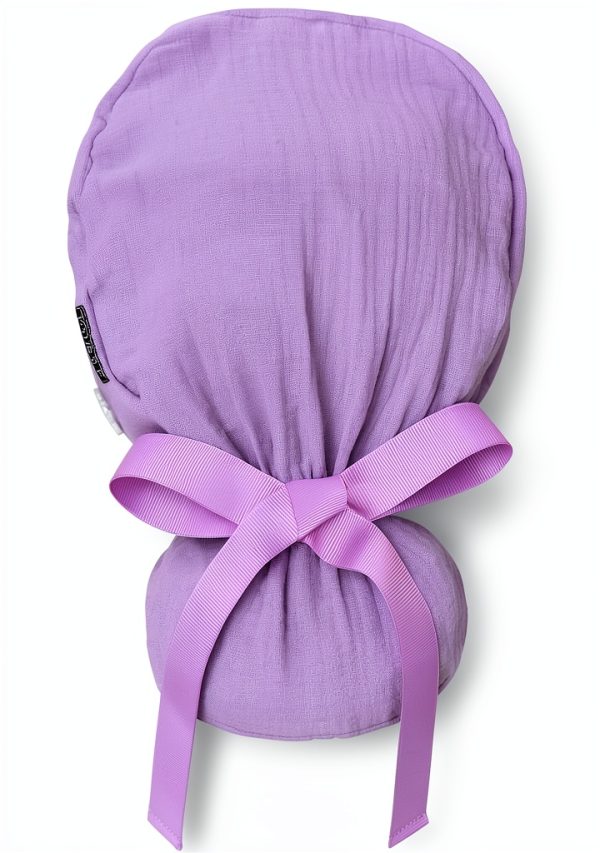 Ponytail Scrub Cap Women Lavender Surgical Cap with Buttons by Tovelle-4