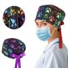 Black Rainbow Paw Euro Scrub Caps by TOVELLE Unisex Adjustable Hat-3