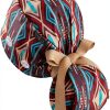Ponytail Scrub Cap for Women – Brown Tribal Pattern Surgical Cap with Buttons, Sweatband & Double-Sided Print, Adjustable Surgical Hat for Women to Secure Long Hair and Helps Reduce Static Buildup-0