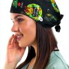 Christmas Scrub Cap Adjustable Bouffant Hat Green Black-3