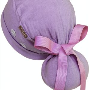 Ponytail Scrub Cap Women Lavender Surgical Cap with Buttons by Tovelle-0