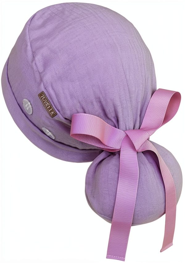 Ponytail Scrub Cap Women Lavender Surgical Cap with Buttons by Tovelle-0