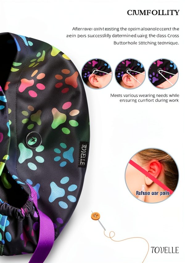 Black Rainbow Paw Euro Scrub Caps by TOVELLE Unisex Adjustable Hat-5