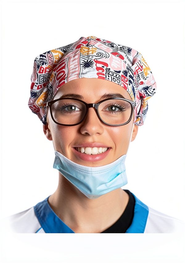 Surgical Scrub Hat, Surgical Cap for Women and Men, Working Cap with Buttons, Reusable and Washable Bouffant Scrub Cap, Gorros Quirurgicos para Mujer Multi-6
