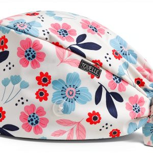 Floral Double-Sided Scrub Caps by TOVELLE Breathable Surgical Hat-0