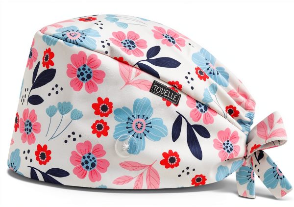 Floral Double-Sided Scrub Caps by TOVELLE Breathable Surgical Hat-0