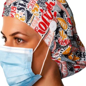 Surgical Scrub Hat, Surgical Cap for Women and Men, Working Cap with Buttons, Reusable and Washable Bouffant Scrub Cap, Gorros Quirurgicos para Mujer Multi-0