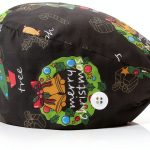 Christmas Scrub Cap Adjustable Bouffant Hat Green Black-0