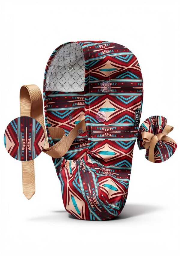 Ponytail Scrub Cap for Women – Brown Tribal Pattern Surgical Cap with Buttons, Sweatband & Double-Sided Print, Adjustable Surgical Hat for Women to Secure Long Hair and Helps Reduce Static Buildup-3