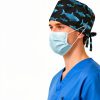 Tie-Back Scrub Cap with Button and Sweatband Modern Classic, Black Shark Print Double-Sided Adjustable Medical Hat for Men, Soft Comfortable, No-Slip for Long-Hour Wear-6