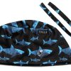 Tie-Back Scrub Cap with Button and Sweatband Modern Classic, Black Shark Print Double-Sided Adjustable Medical Hat for Men, Soft Comfortable, No-Slip for Long-Hour Wear-0