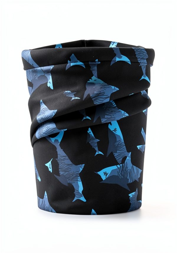 Tie-Back Scrub Cap with Button and Sweatband Modern Classic, Black Shark Print Double-Sided Adjustable Medical Hat for Men, Soft Comfortable, No-Slip for Long-Hour Wear-5