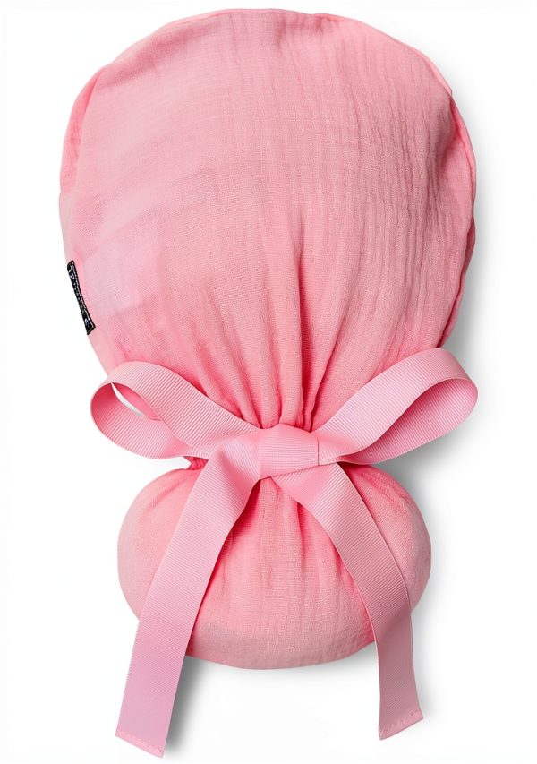 Ponytail Scrub Cap for Women – Solid Light Pink Surgical Cap with Buttons, Cotton Ponytail Scrub Caps, Adjustable Surgical Hat for Women to Secure Long Hair-4