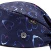 Blue Heart Double-Sided Printed Scrub Caps for Men and Women with Buttons, Adjustable Helps Reduce Static Buildup Medical Hats, Stylish and Breathable Surgical Caps with Sweatband for Long Hours-0