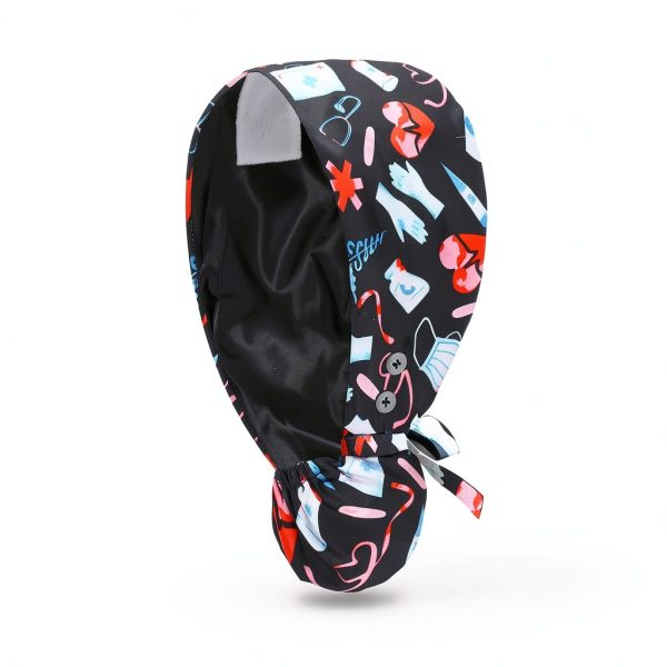 Satin Lined Nurse Cap Jamntower Adjustable 9‑Piece Set with Button-4