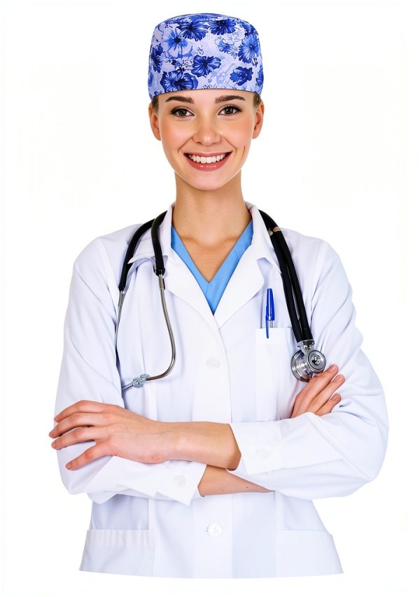 Kousenpu Scrub Cap for Women Blue Nurse Hat with Adjustable Sweatband-6