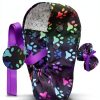 Ponytail Scrub Cap TOVELLE Surgical Hat Black Rainbow Paw Buttons-3