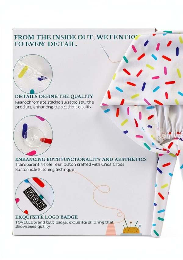 Colorful Sprinkles Double-Sided Printed Scrub Caps for Women with Buttons, Adjustable Helps Reduce Static Buildup Medical Hats, Cute and Breathable Surgical Caps with Sweatband for Long Hours-1