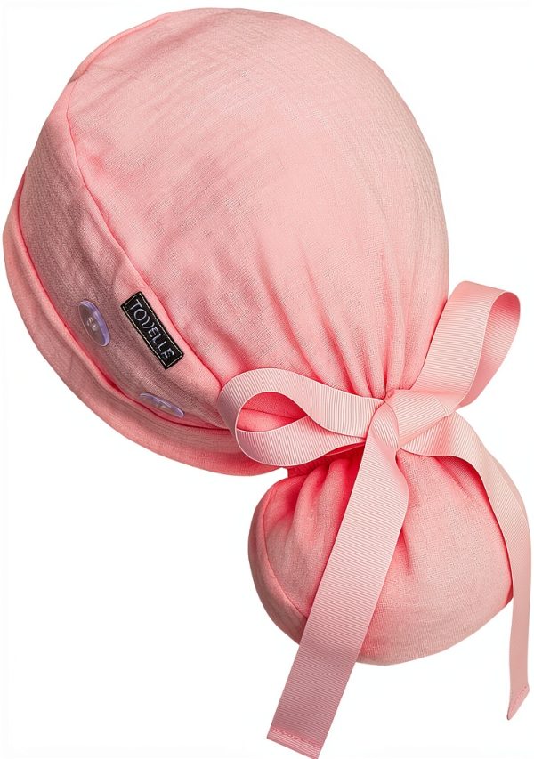 Ponytail Scrub Cap for Women – Solid Light Pink Surgical Cap with Buttons, Cotton Ponytail Scrub Caps, Adjustable Surgical Hat for Women to Secure Long Hair-0