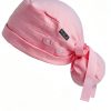 Ponytail Scrub Cap for Women – Solid Light Pink Surgical Cap with Buttons, Cotton Ponytail Scrub Caps, Adjustable Surgical Hat for Women to Secure Long Hair-3