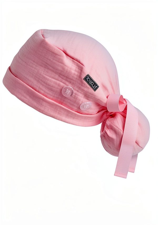 Ponytail Scrub Cap for Women – Solid Light Pink Surgical Cap with Buttons, Cotton Ponytail Scrub Caps, Adjustable Surgical Hat for Women to Secure Long Hair-3
