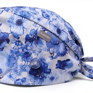 Kousenpu Scrub Cap for Women Blue Nurse Hat with Adjustable Sweatband-0