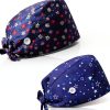 Heclia 2PCS Women Nurse Caps, Elastic Tie Back Scrub Cap, Nursing Working Caps with Adjustable Elastic Sweatband, Adjustable Sweatband Bouffant Hats, Breathable No-Slip Surgical Hat for Dentist Nurse-6