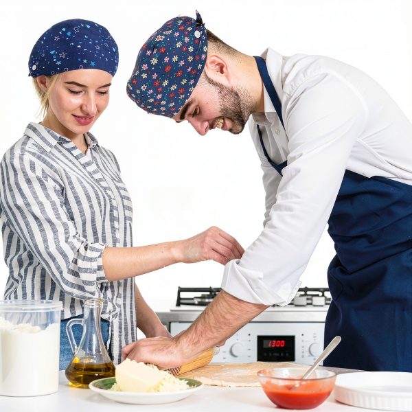 Heclia 2PCS Women Nurse Caps, Elastic Tie Back Scrub Cap, Nursing Working Caps with Adjustable Elastic Sweatband, Adjustable Sweatband Bouffant Hats, Breathable No-Slip Surgical Hat for Dentist Nurse-3