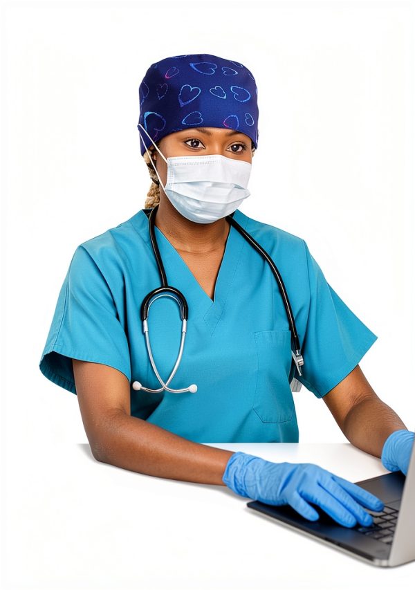 Blue Heart Double-Sided Printed Scrub Caps for Men and Women with Buttons, Adjustable Helps Reduce Static Buildup Medical Hats, Stylish and Breathable Surgical Caps with Sweatband for Long Hours-6