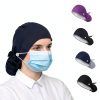 Satin Lined Scrub Caps 4pcs Adjustable Button Sweatband Nurse Hat-2