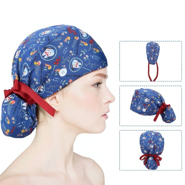Scrub Caps 8 Pack Adjustable Bouffant Hats with Sweatband for Women-1
